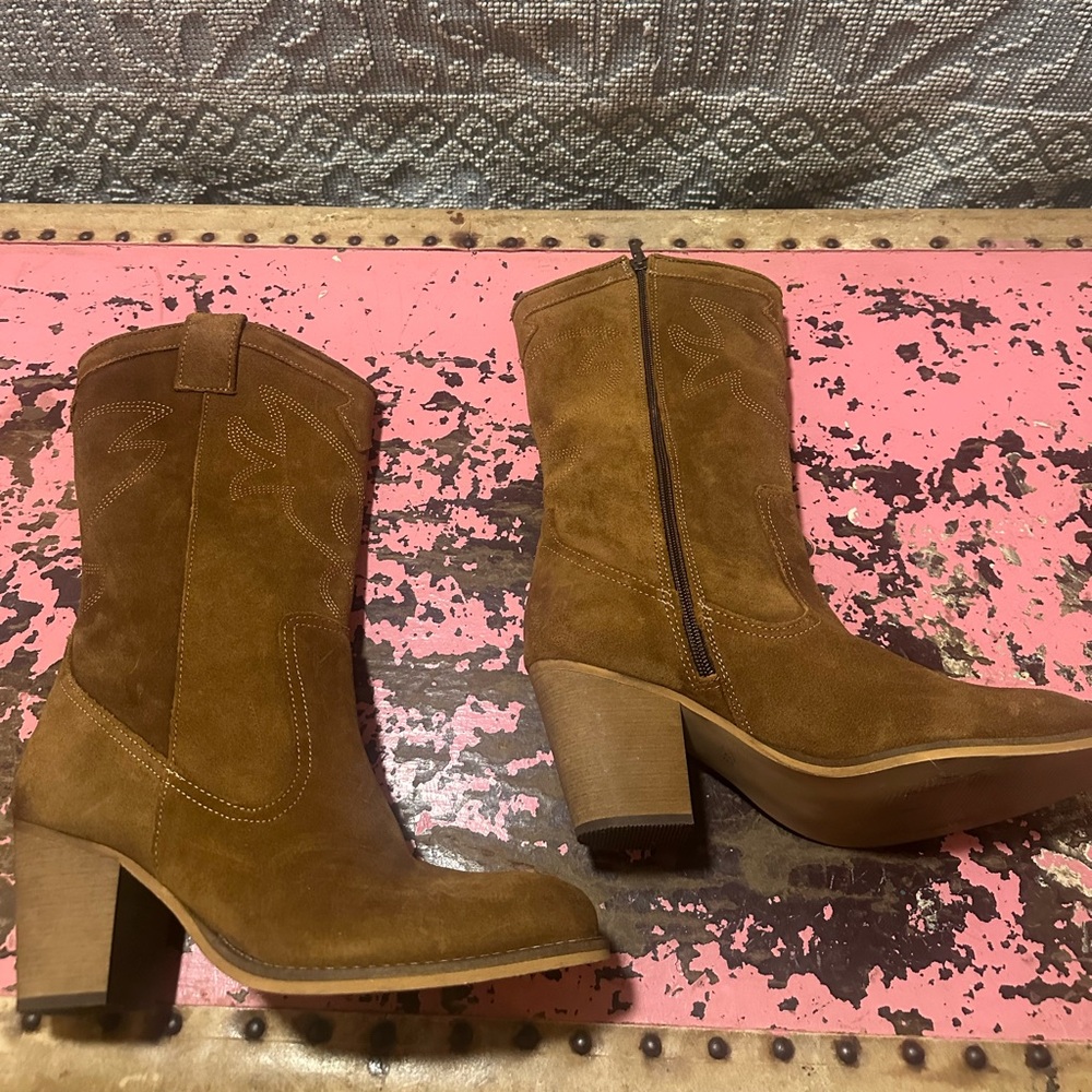 VINCE CAMUTO Brown Suede Women's Boots Sz 8 39 - Picture 6 of 8